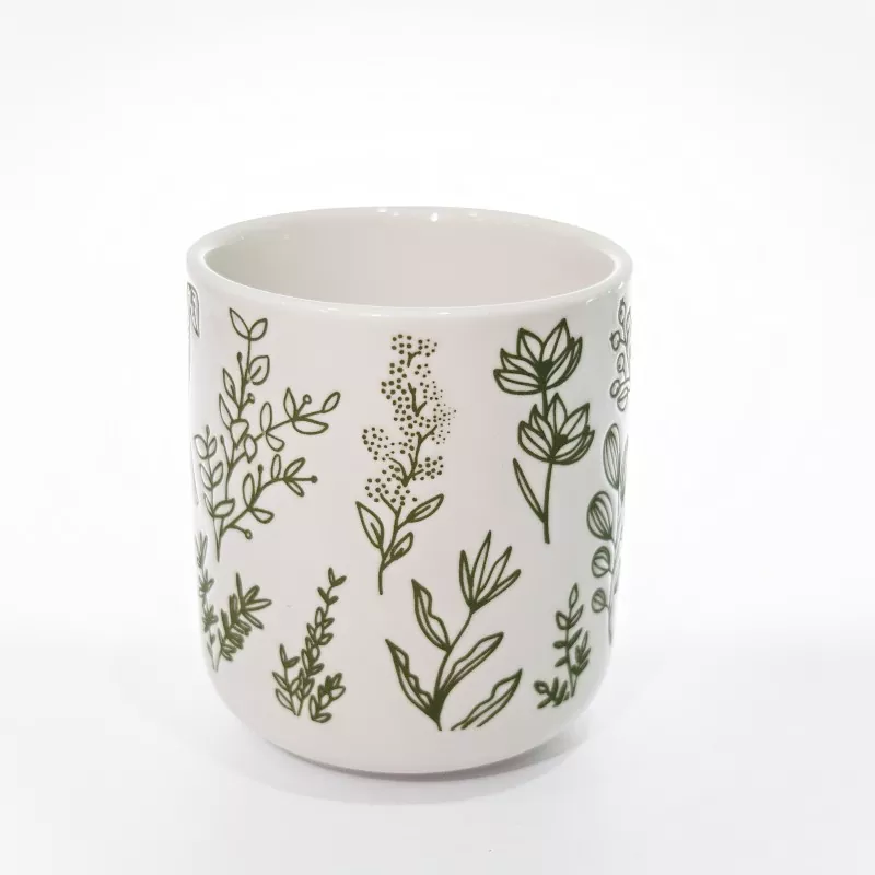 Mug Earraí Cloiche Bán Priontála Luibheolaíochta
