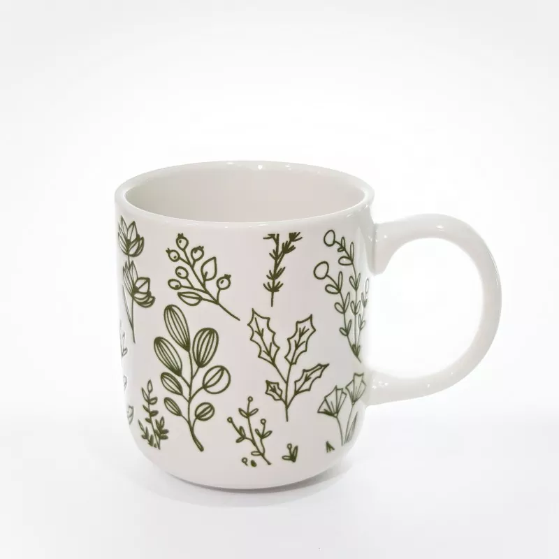 Mug Earraí Cloiche Bán Priontála Luibheolaíochta
