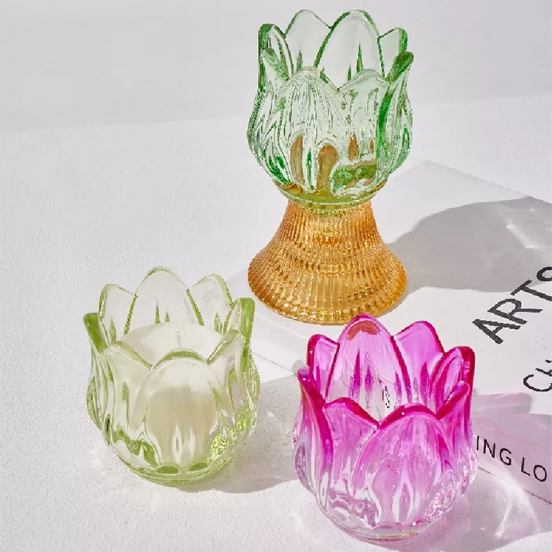 Candlestick Gloine Daite Merveilles Florales