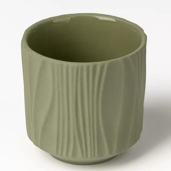Four-Color Matte Vertical Pattern Ceramic Candle Holders Four-Color Matte Vertical Pattern Ceramic Candle Holders