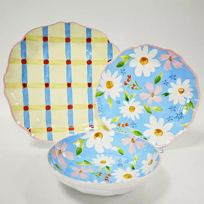 Péinteáilte Plátaí Gairdín Daisy Set